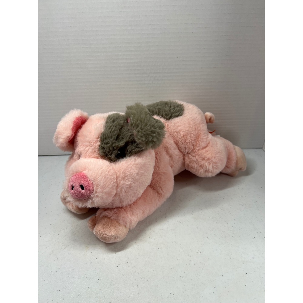 Wild Republic Pink Pig w/ Grey Spots Plush Stuffed Animal Floppy Farm Toy 13"